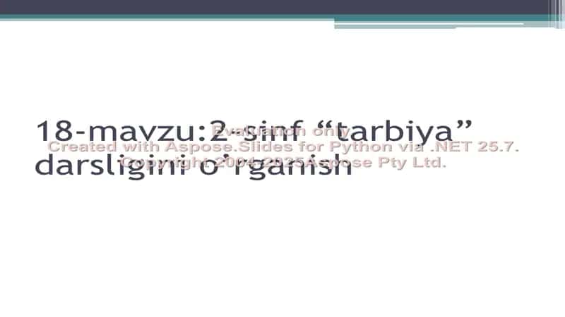 2-sinf “tarbiya” darsligini o’rganish 1