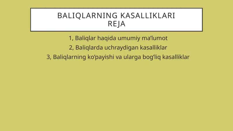 Baliqlarning kasalliklari 1