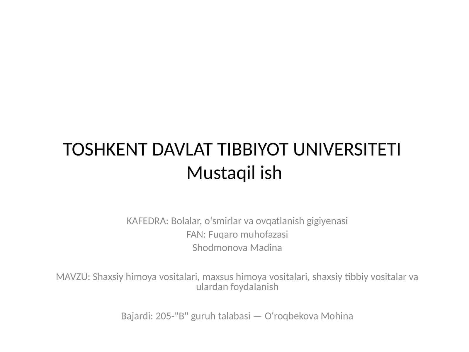 Shaxsiy himoya vositalari, maxsus himoya vositalari, shaxsiy tibbiy vositalar va ulardan foydalanish 1