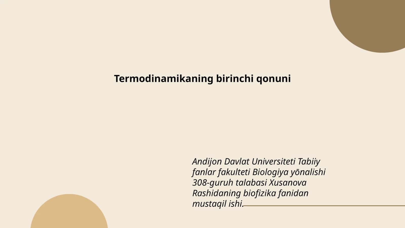 Termodinamikaning birinchi qonuni 1