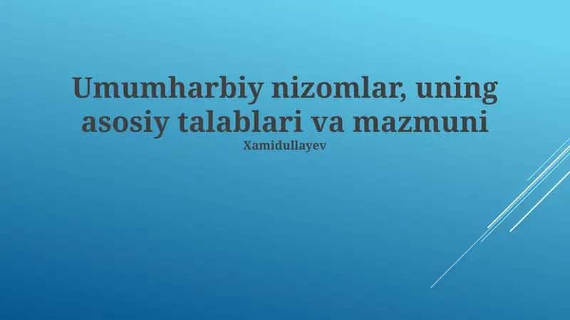 Harbiy Nizomlar, uning asosiy talablari va mazmuni 1
