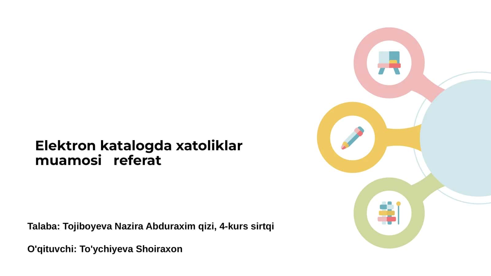 Elektron katalogda xatoliklar muamosi referat 1