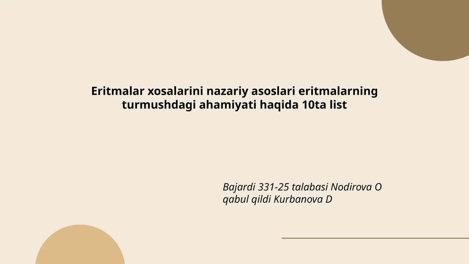 Eritmalar xosalarini nazariy asoslari 1