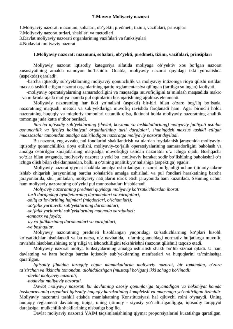 Moliyaviy nazorat 1