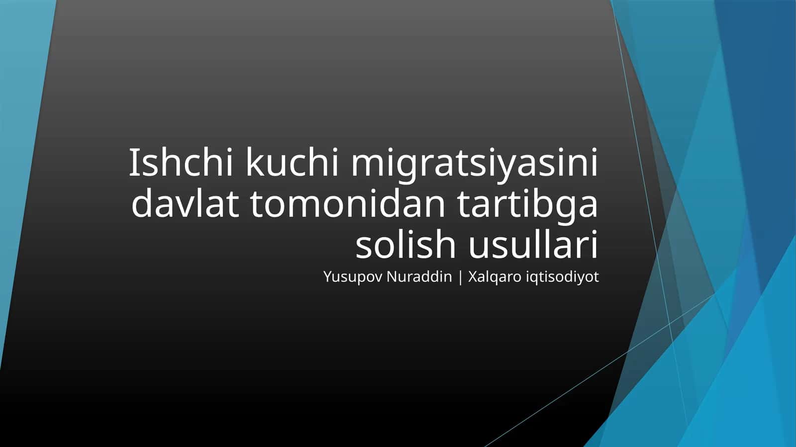 Ishchi kuchi migratsiyasini davlat tomonidan tartibga solinishi mustaqil ish 1