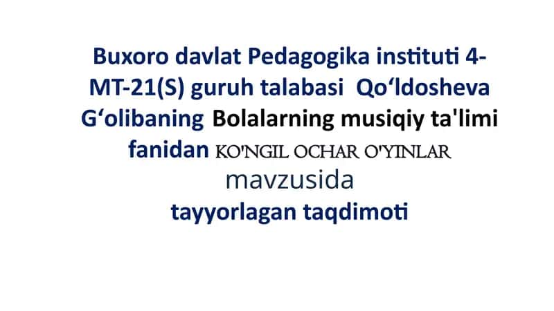 KO'NGIL OCHAR O'YINLAR 1
