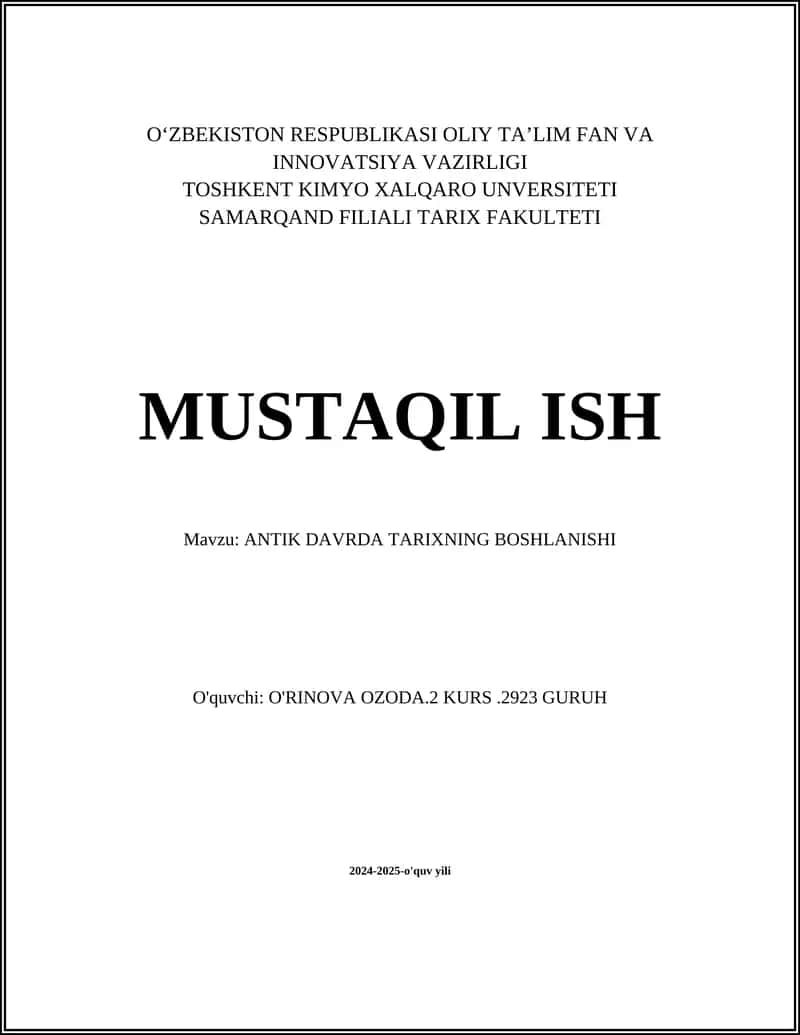 ANTIK DAVRDA TARIXNING BOSHLANISHI 1