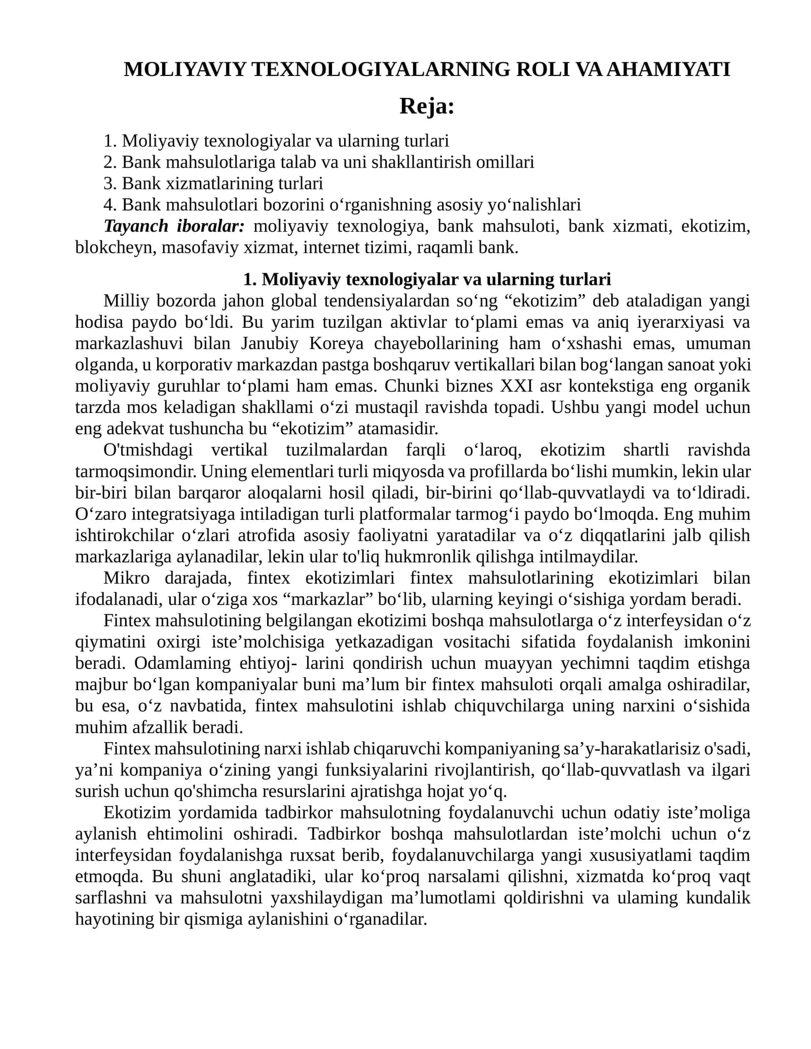 MOLIYAVIY TEXNOLOGIYALARNING ROLI VA AHAMIYATI 1