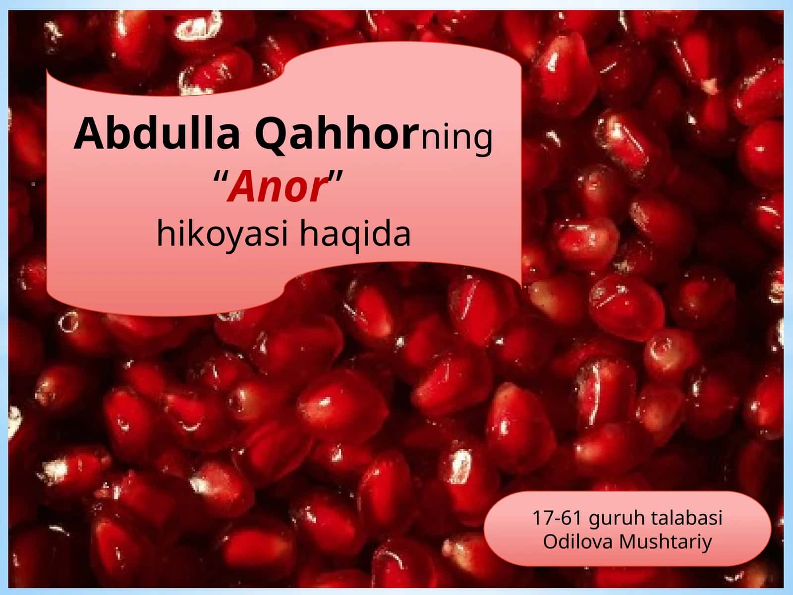 Abdulla Qahhorning “Anor” hikoyasi 1