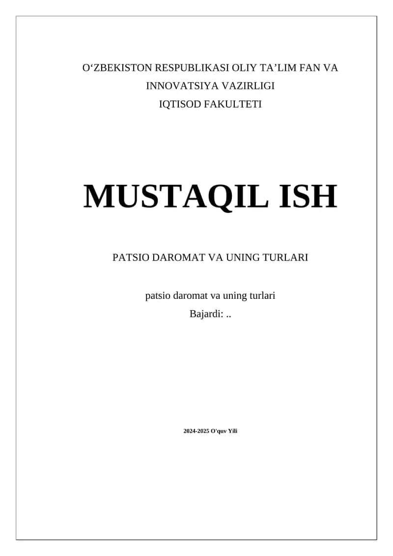 Patsio daromat va uning turlari 1