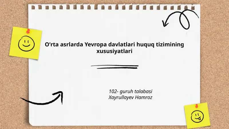 Oʻrta asrlarda Yevropa davlatlari huquq tizimining xususiyatlari 1