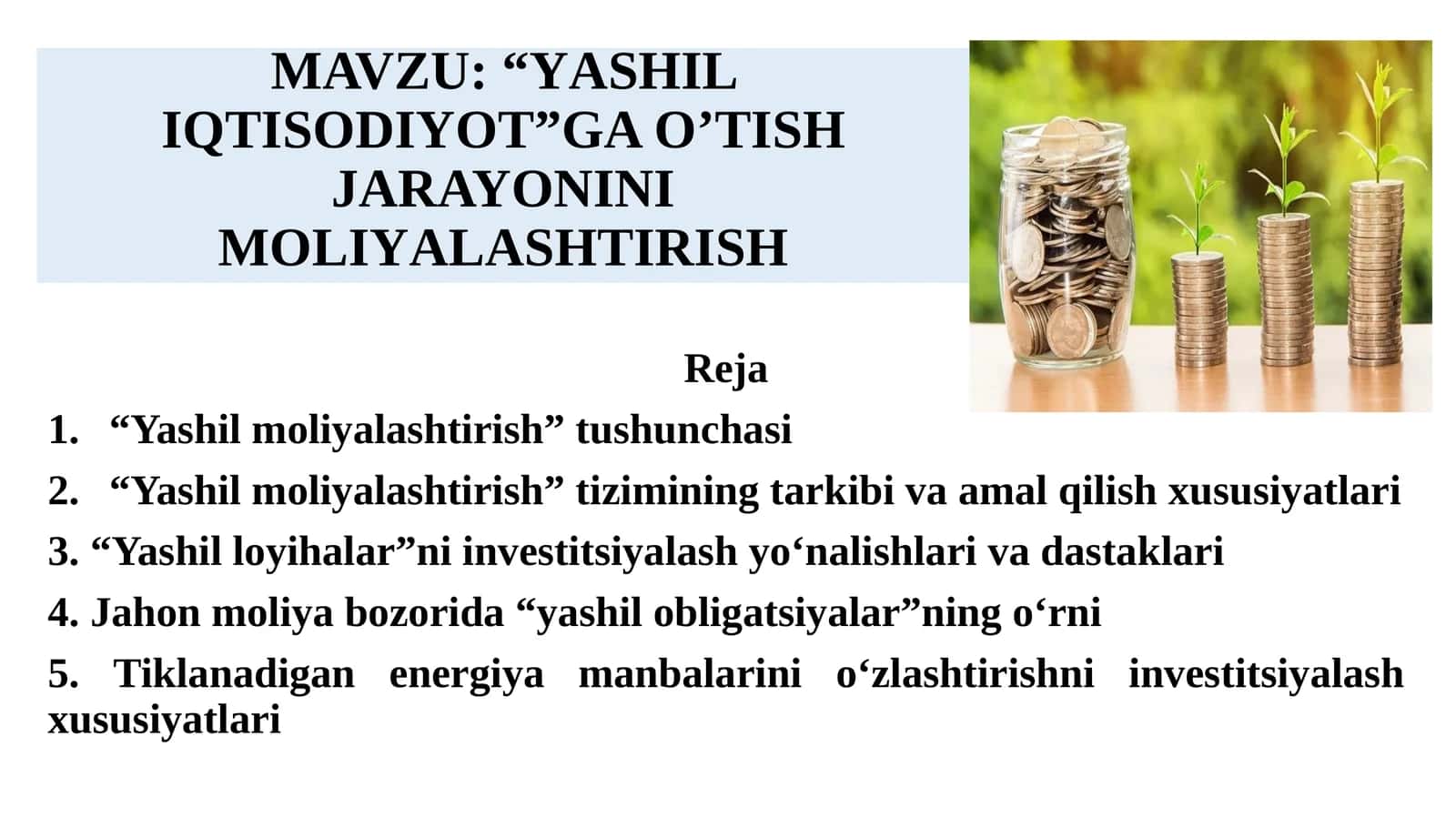 "Yashil moliyalashtirish" tushunchasi 1