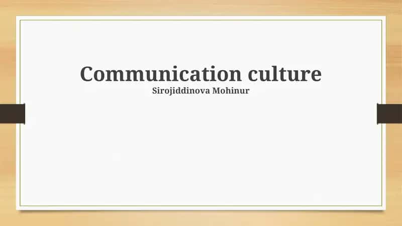 Communication culture 1
