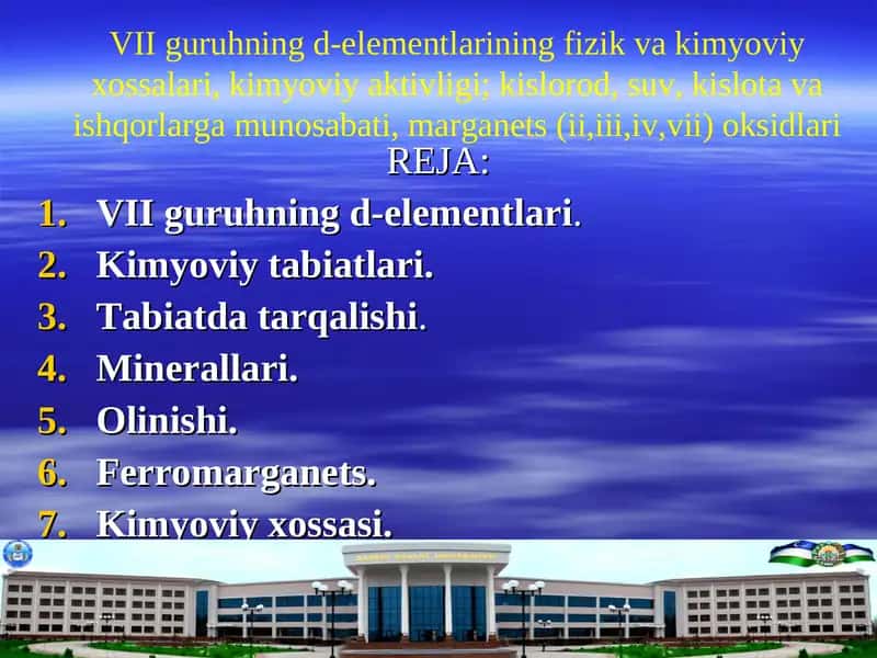 VII guruhning d-elementlari 1
