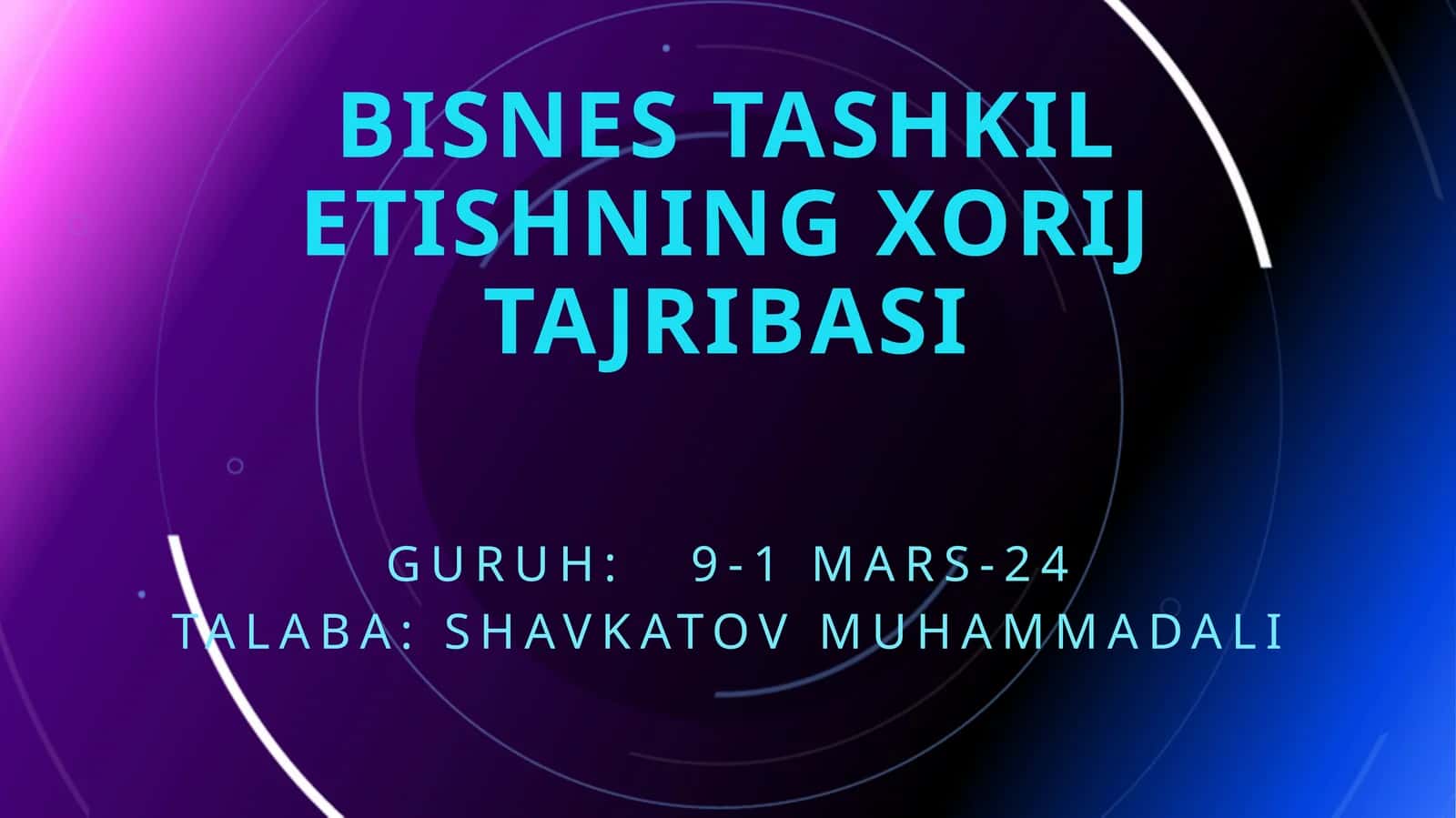 Bisnes tashkilotishning xorij tajribasi 1
