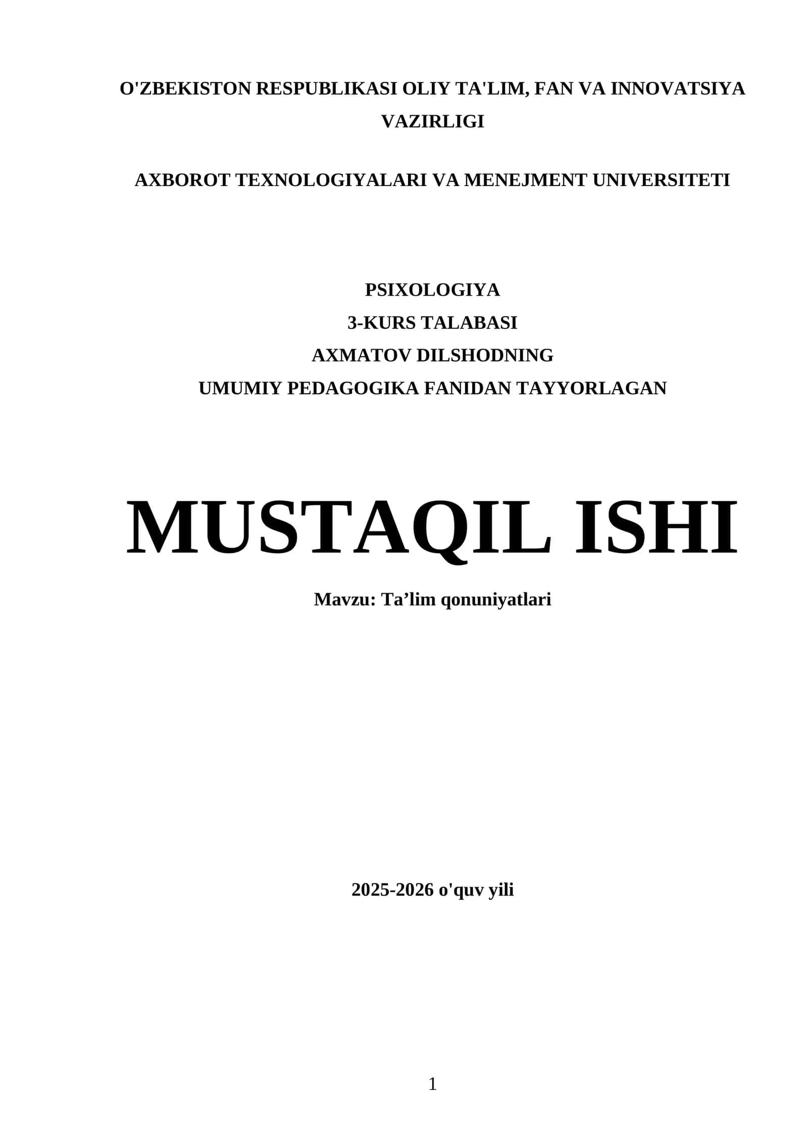 Ta'lim qonuniyatlari 1