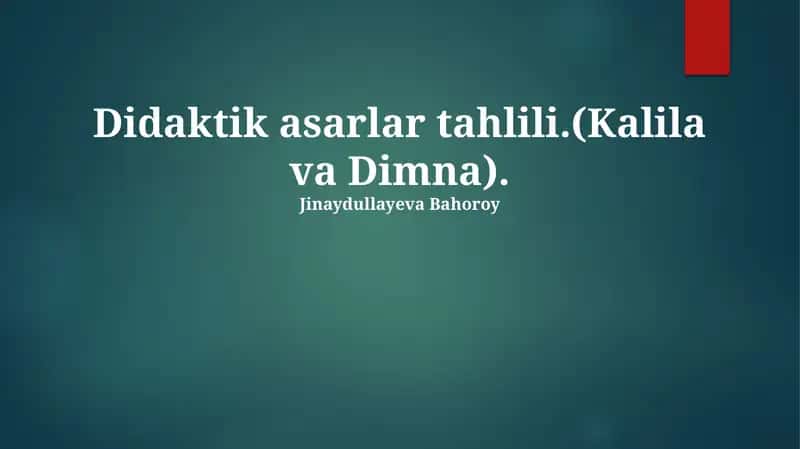 Kalila va Dimna 1