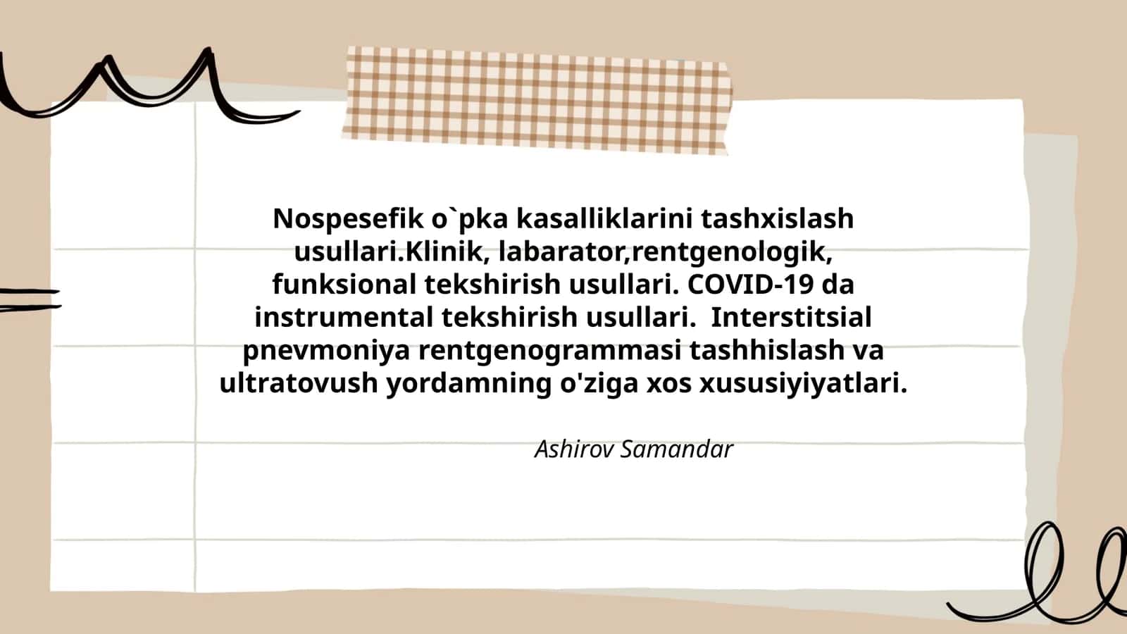 Nospesefik o`pka kasalliklarini tashxislash usullari 1