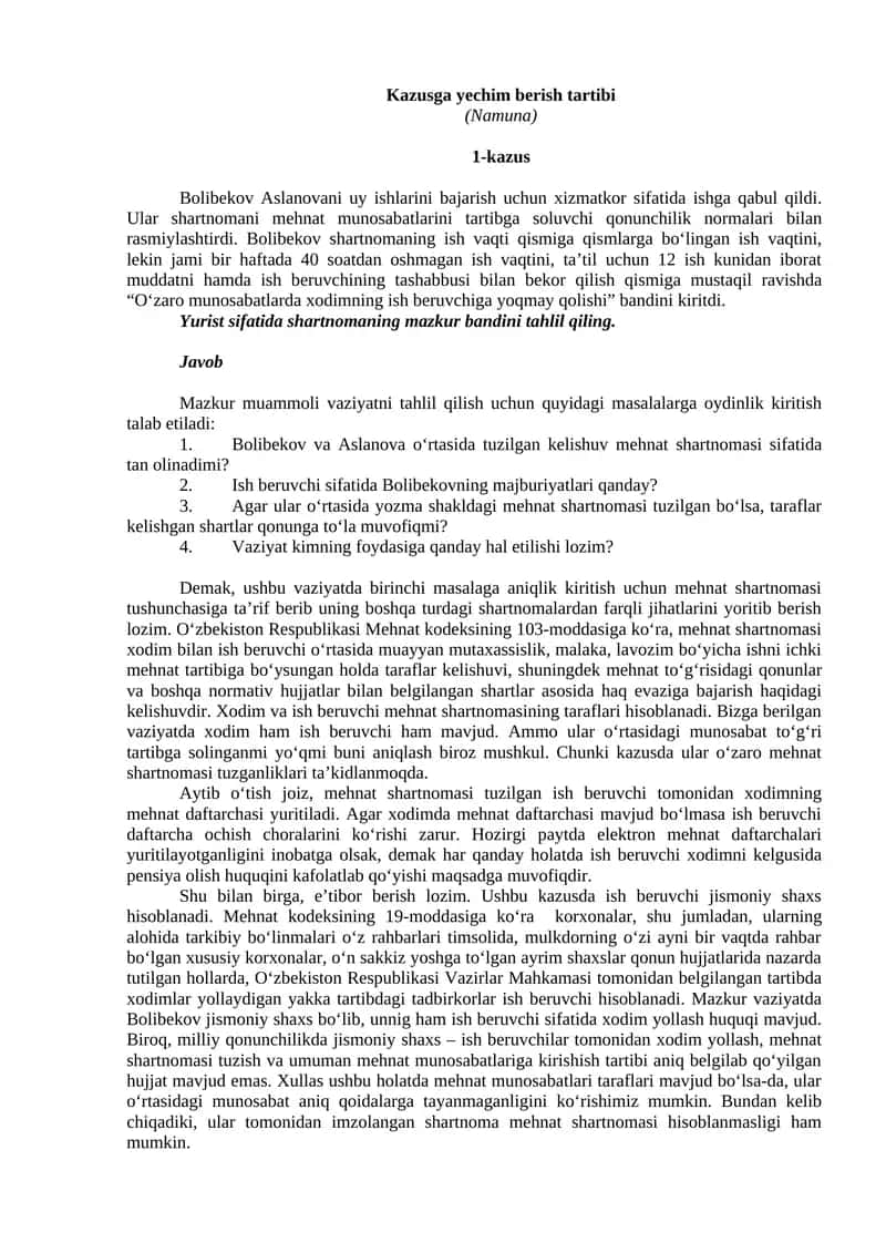 Kazusga yechim berish tartibi 1