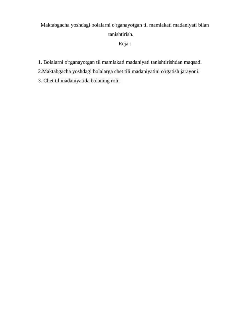 Bolalarni o'rganayotgan til mamlakati madaniyati 1