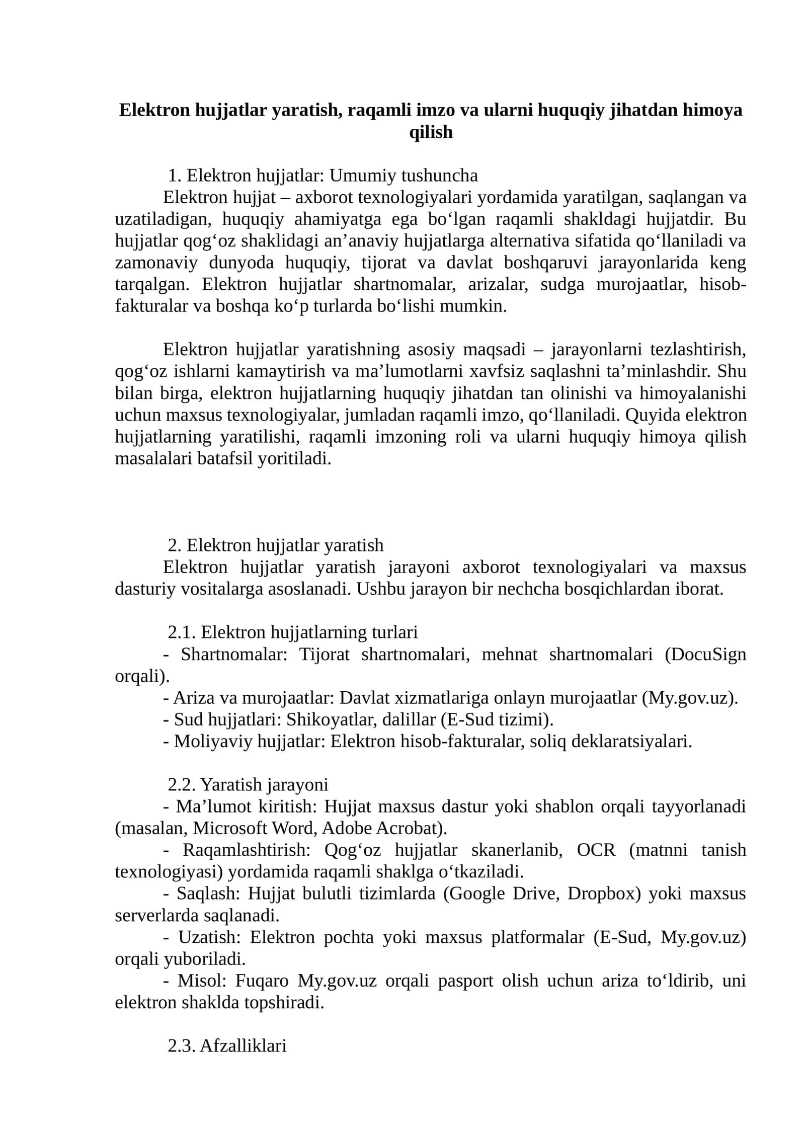 Elektron hujjatlar yaratish 1
