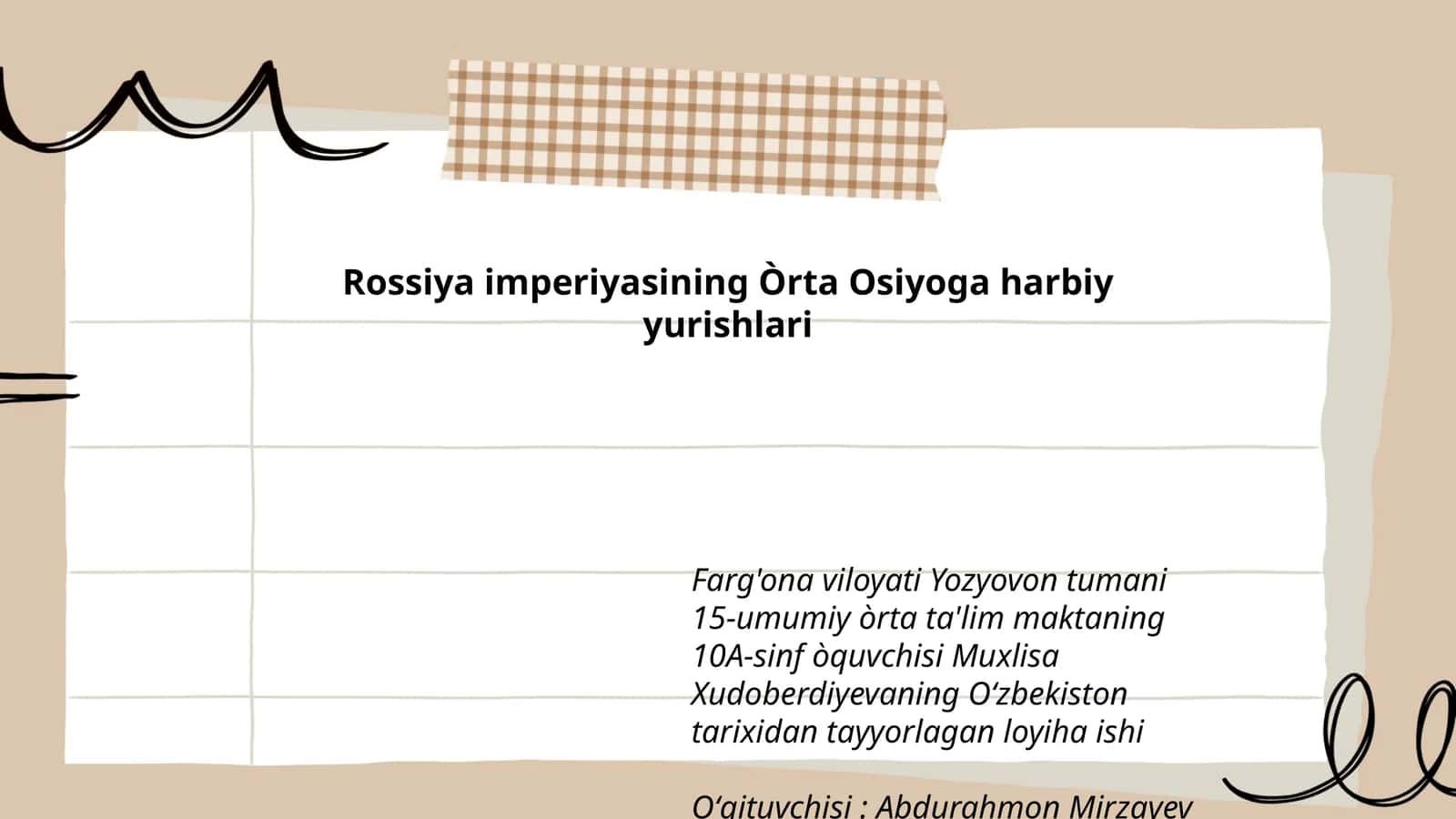 Rossiya imperiyasining Òrta Osiyoga harbiy yurishlari 1