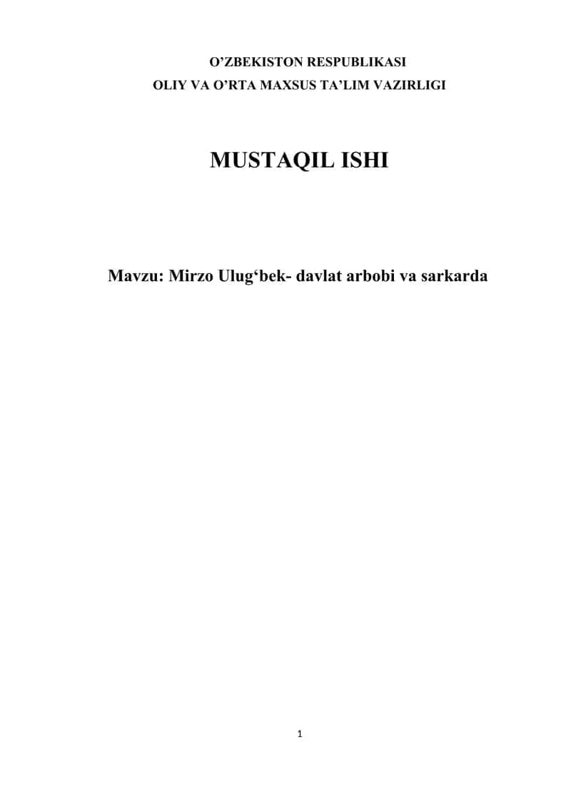 Mirzo Ulugʻbek- davlat arbobi va sarkarda 1