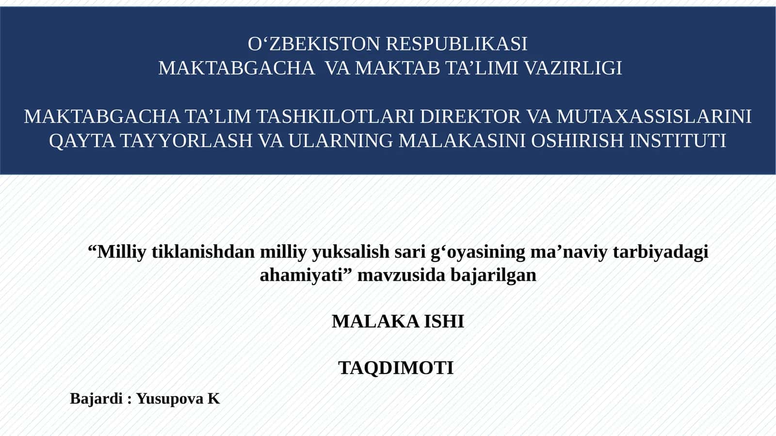 “Milliy tiklanishdan milliy yuksalish sari g‘oyasining ma’naviy tarbiyadagi ahamiyati” 1