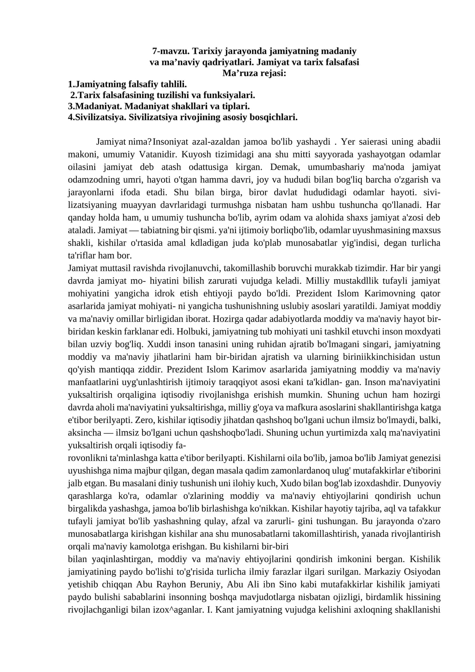 Tarixiy jarayonda jamiyatning madaniy va ma’naviy qadriyatlari 1