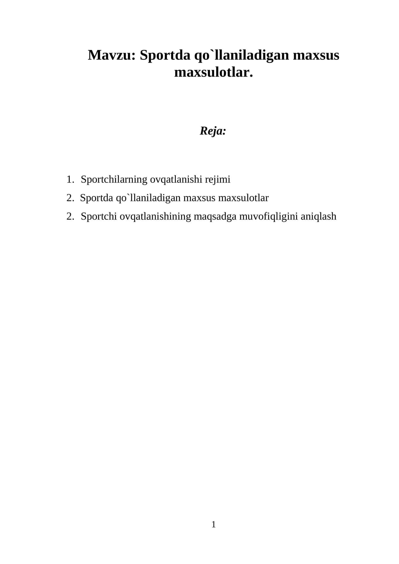 Sportda qo`llaniladigan maxsus maxsulotlar 1