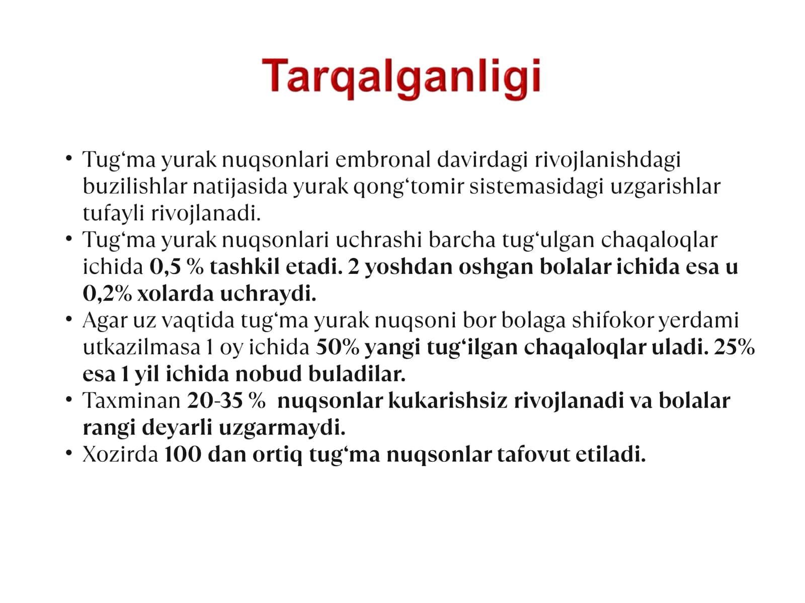 Tug‘ma yurak nuqsonlari embronal davirdagi rivojlanishdagi buzilishlar 1