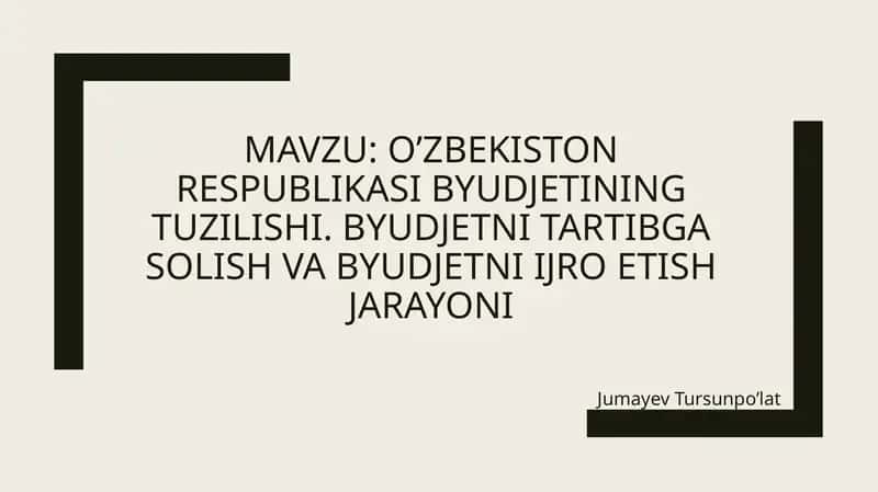 O'zbekiston Respublikasi byudjetining tuzilishi 1