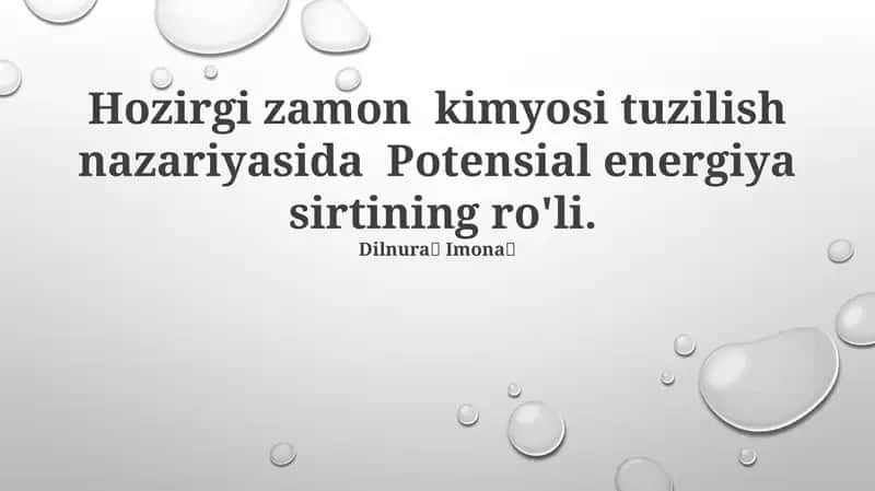 Potensial energiya sirtining ro'li 1
