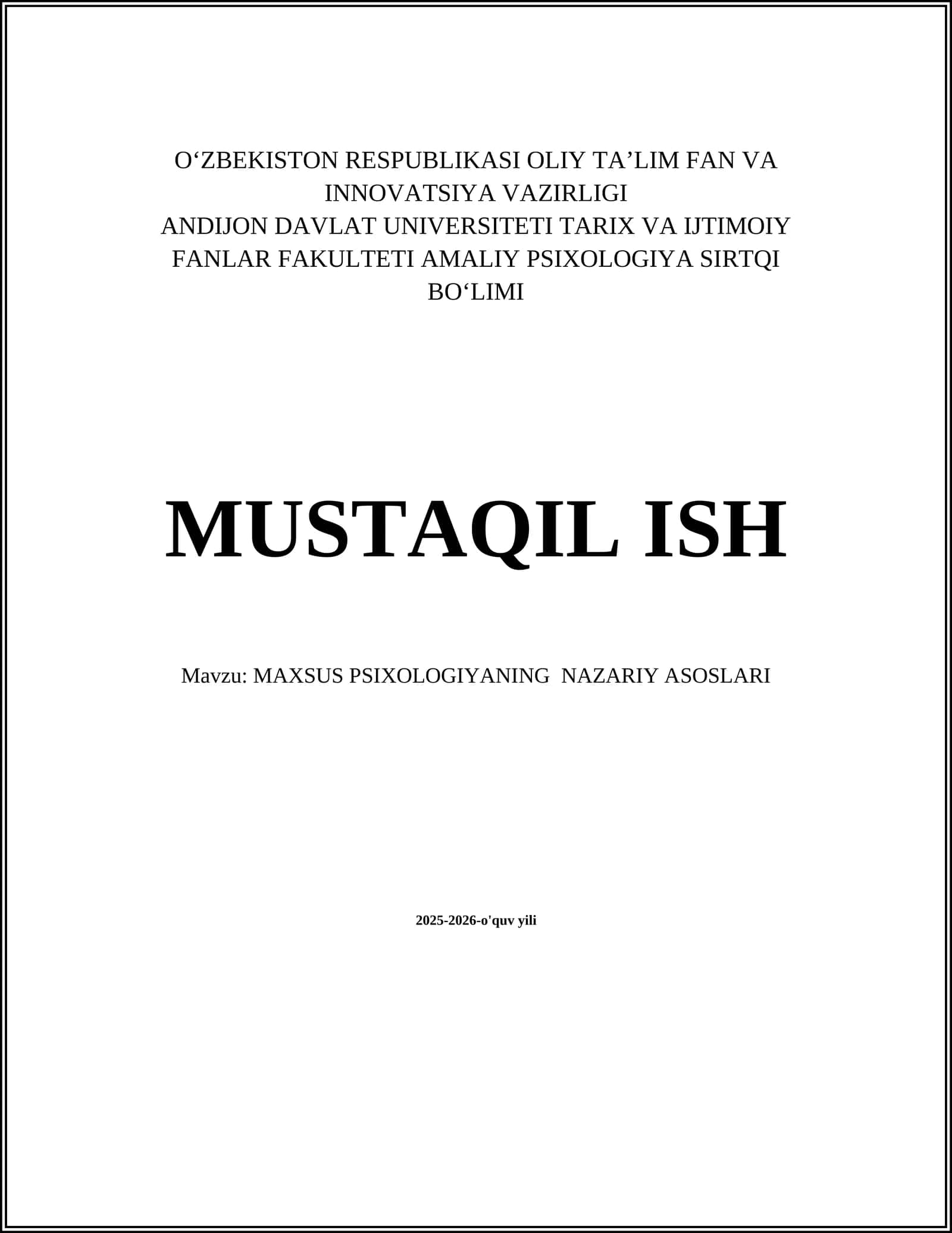 MAXSUS PSIXOLOGIYANING NAZARIY ASOSLARI 1