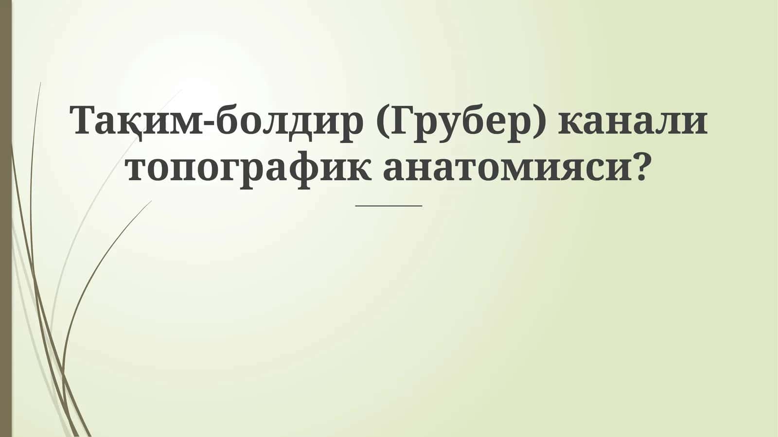 Тақим-болдир (Грубер) канали топографик анатомияси 1