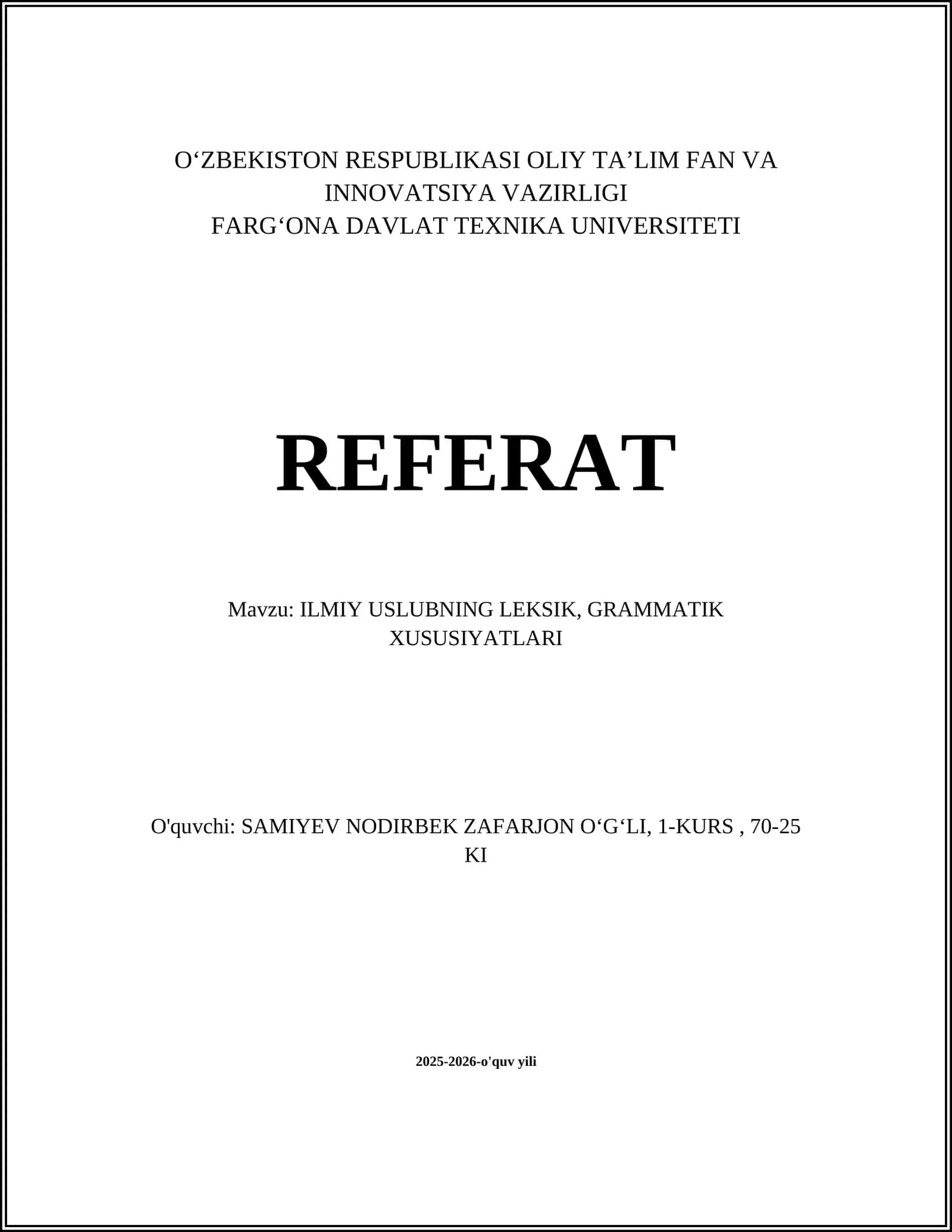 ILMIY USLUBNING LEKSIK, GRAMMATIK XUSUSIYATLARI 1