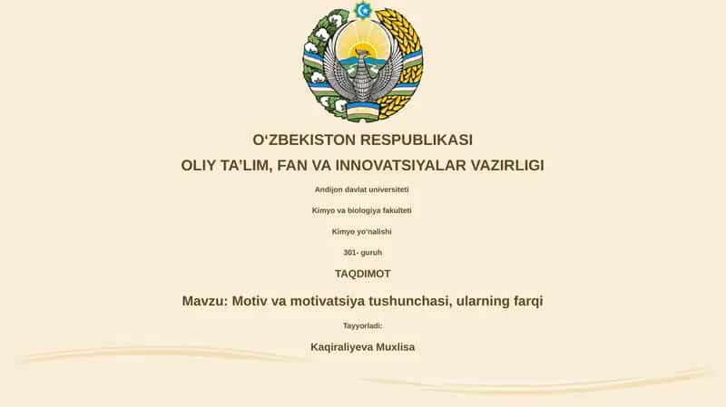 Motiv va motivatsiya tushunchasi, ularning farqi 1