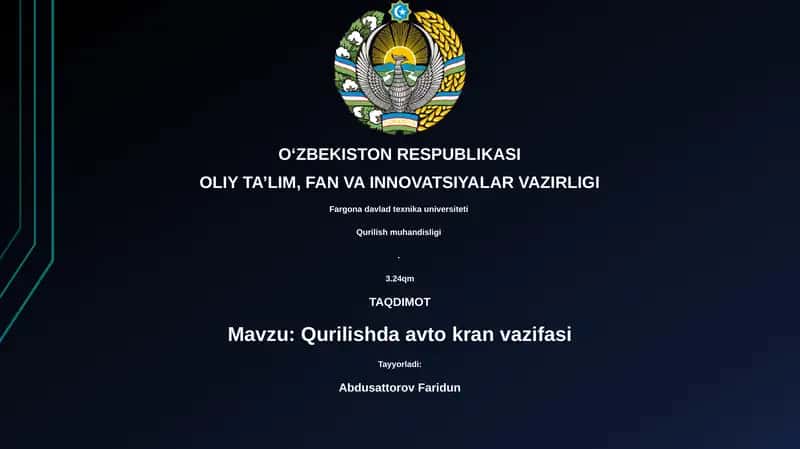 Qurilishda avto kran vazifasi 1