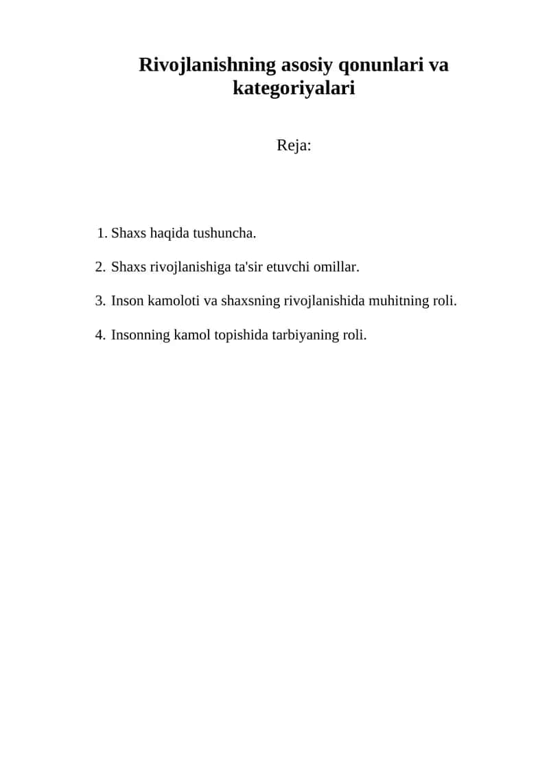 Insonning Rivojlanishi 1