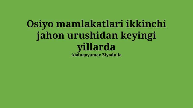 Markaziy Osiyoning ijtimoiy-siyosiy tuzilishi 1