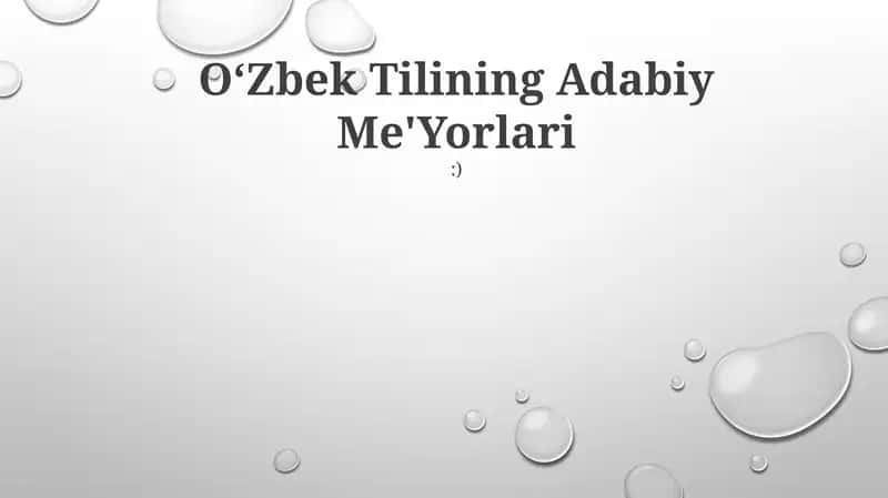 Oʻzbek Tilining Adabiy Me'Yorlari:) 1