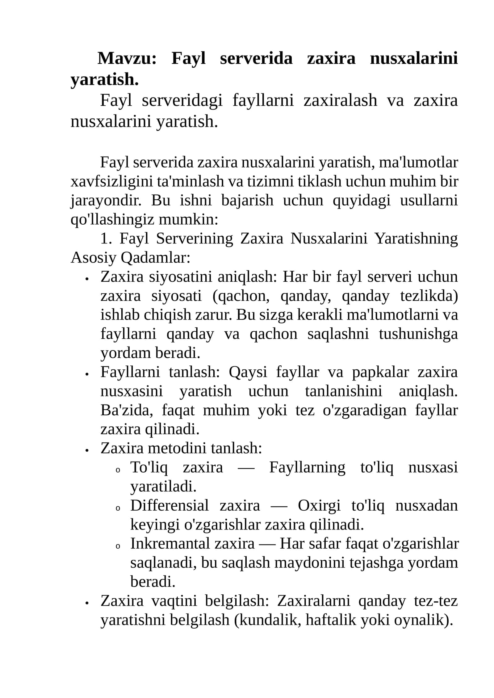 Fayl serverida zaxira nusxalarini yaratish 1