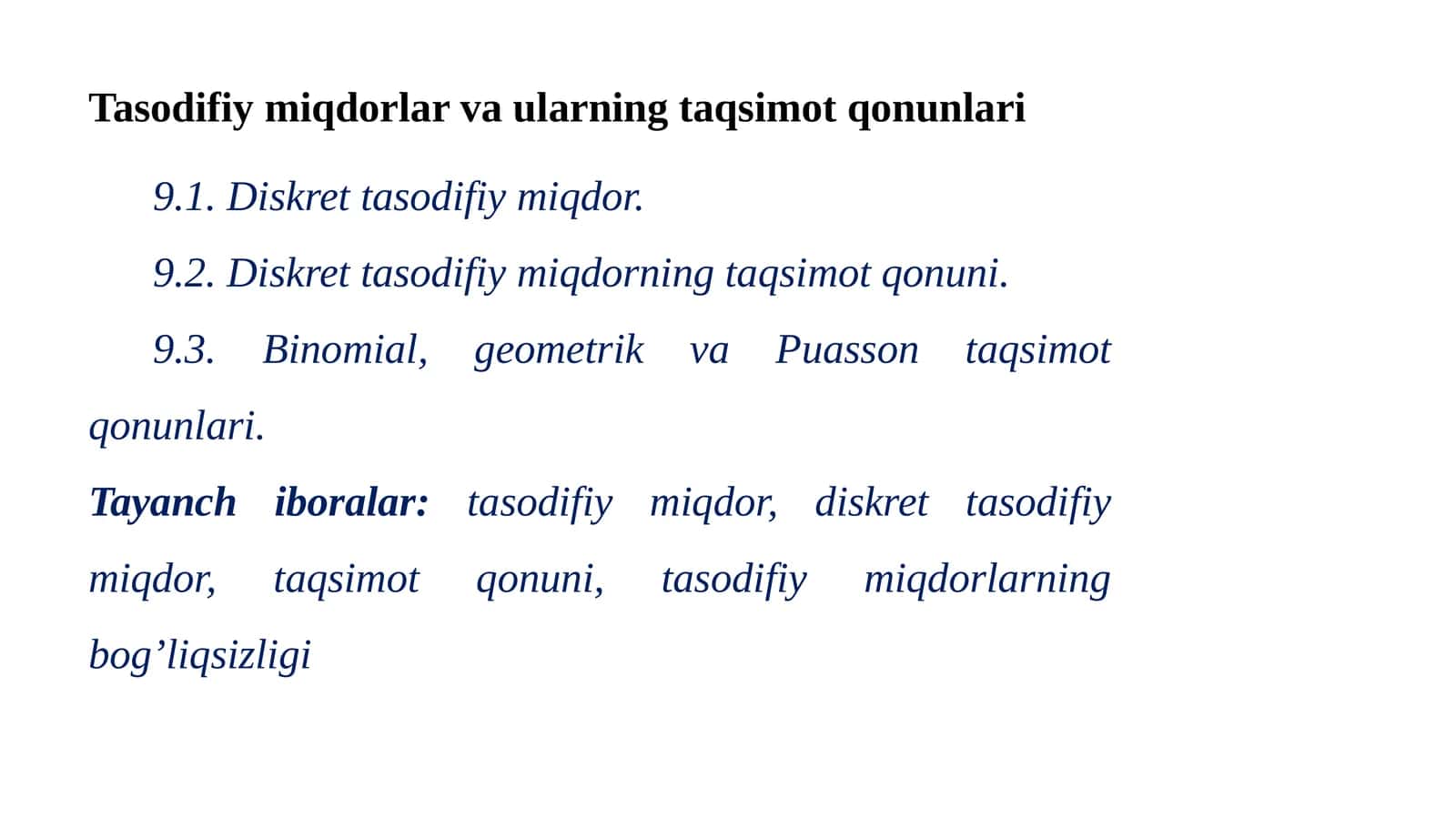 Tasodifiy miqdorlar va ularning taqsimot qonunlari 1