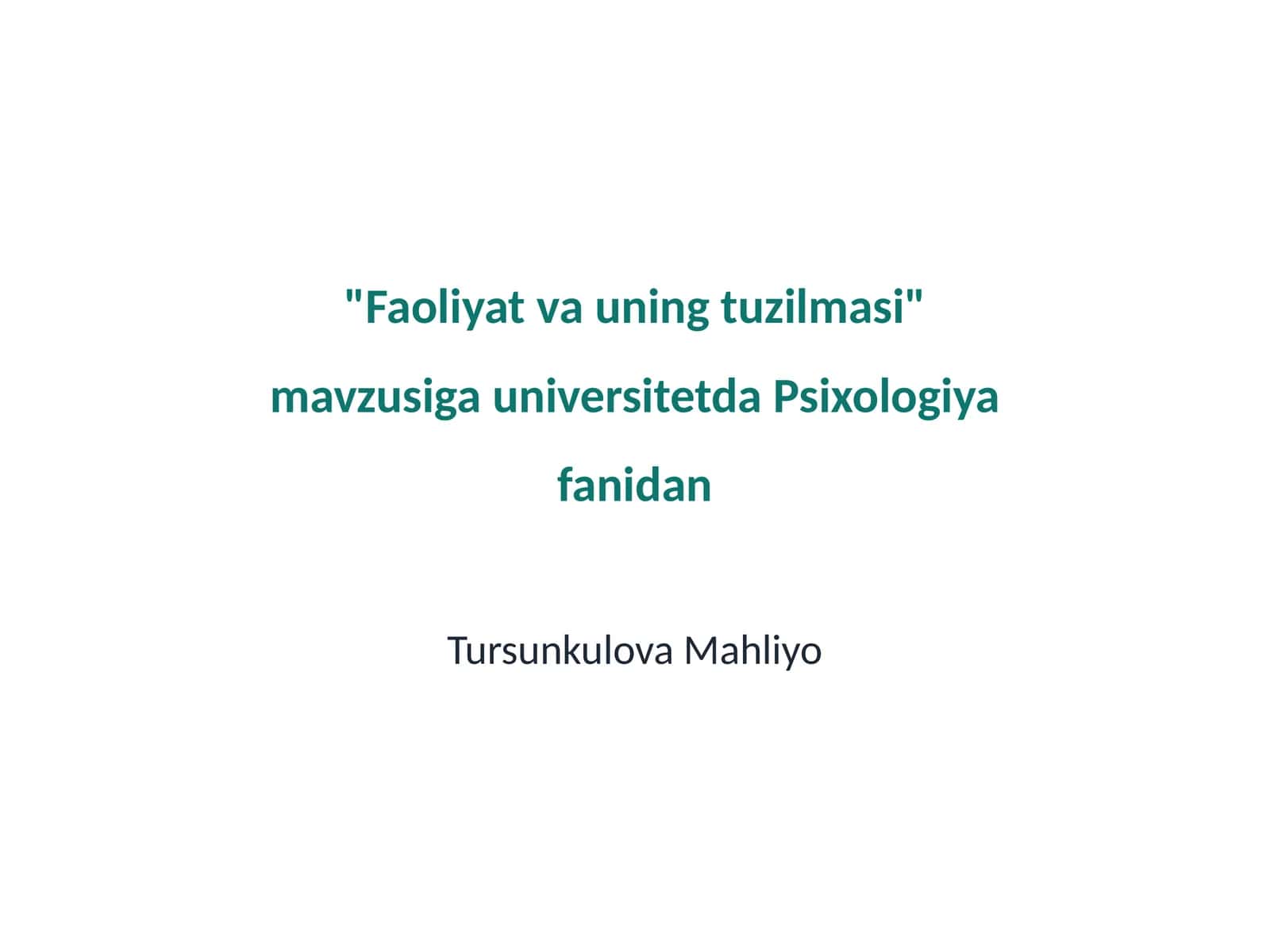 Faoliyat va uning tuzilmasi 1