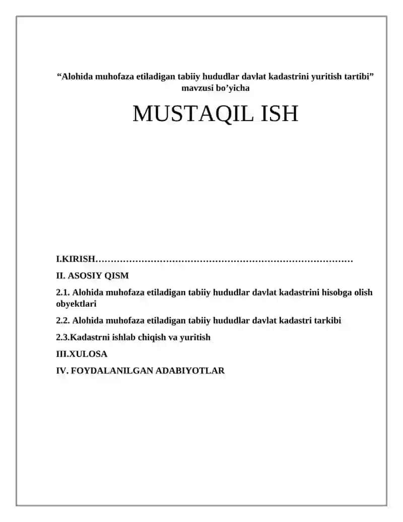 Alohida muhofaza etiladigan tabiiy hududlar davlat kadastrini yuritish tartibi