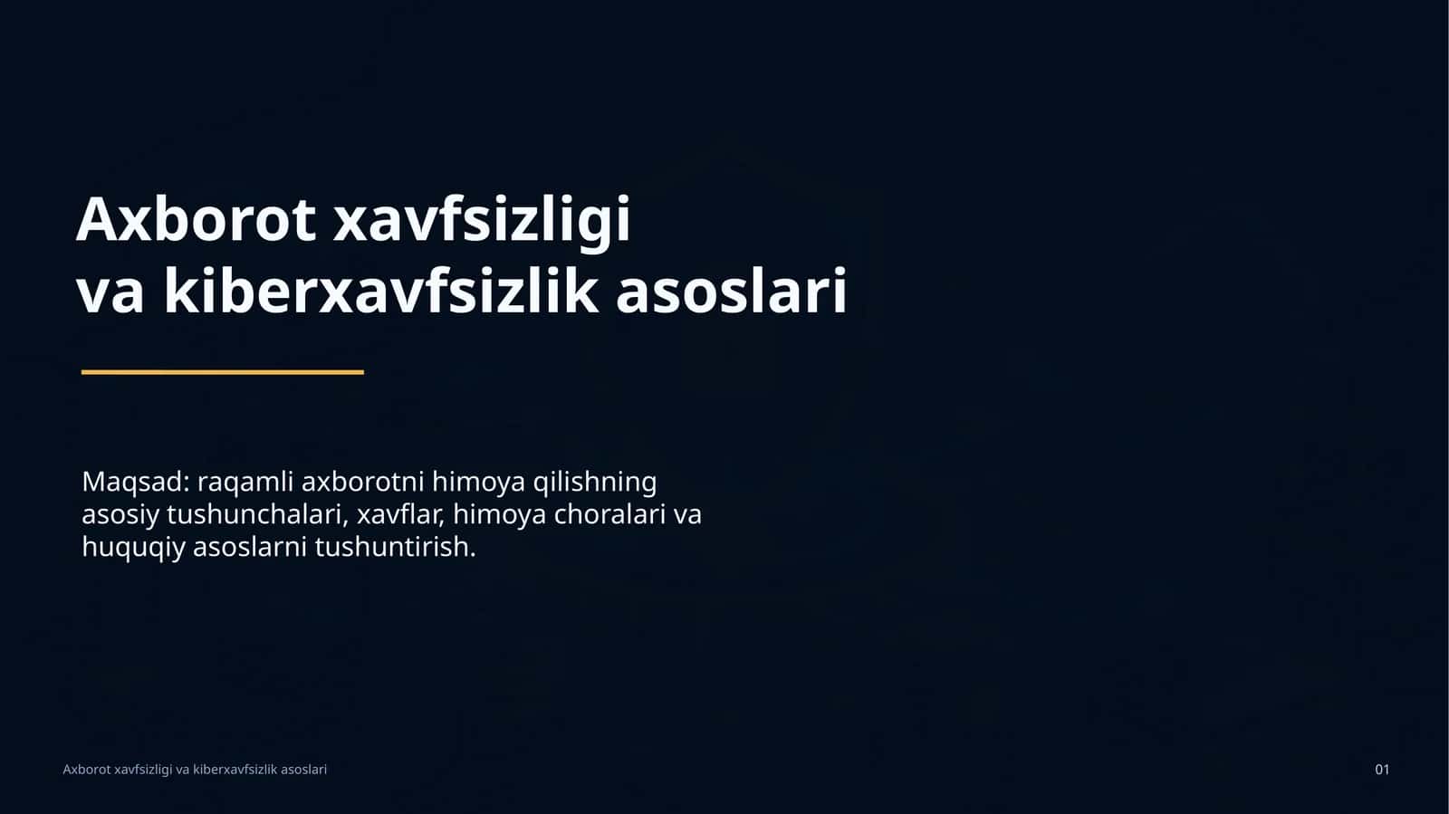 Axborot xavfsizligi va kiberxavfsizlik asoslari 1