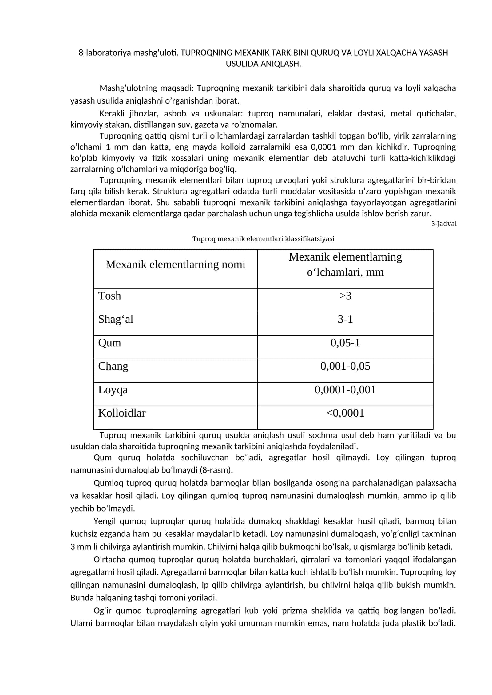 Tuproq Mexanik Tarkibi 1