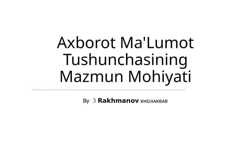 Axborot Ma'Lumot Tushunchasining Mazmun Mohiyati 1
