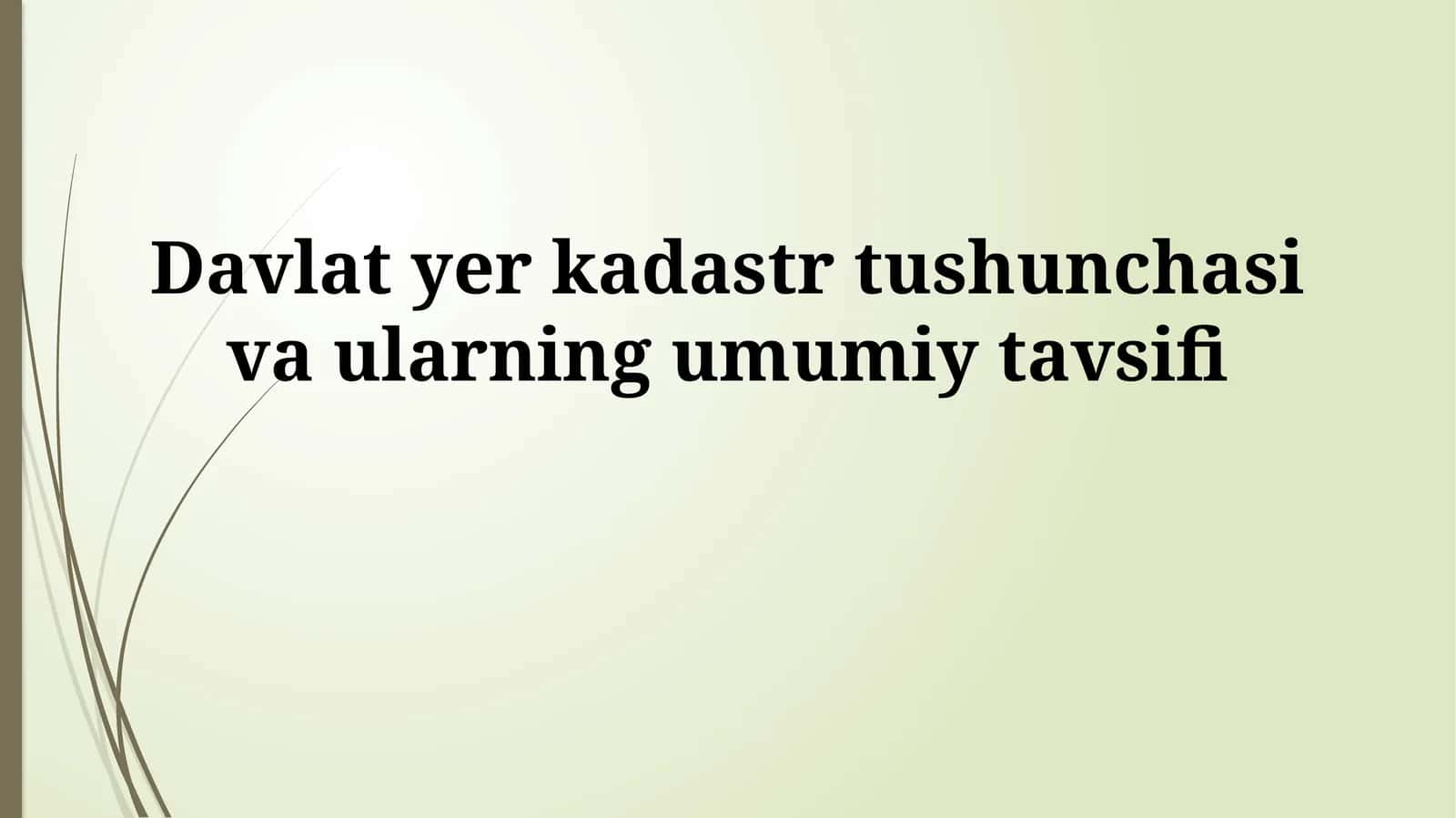 Davlat yer kadastr tushunchasi va ularning umumiy tavsifi 1