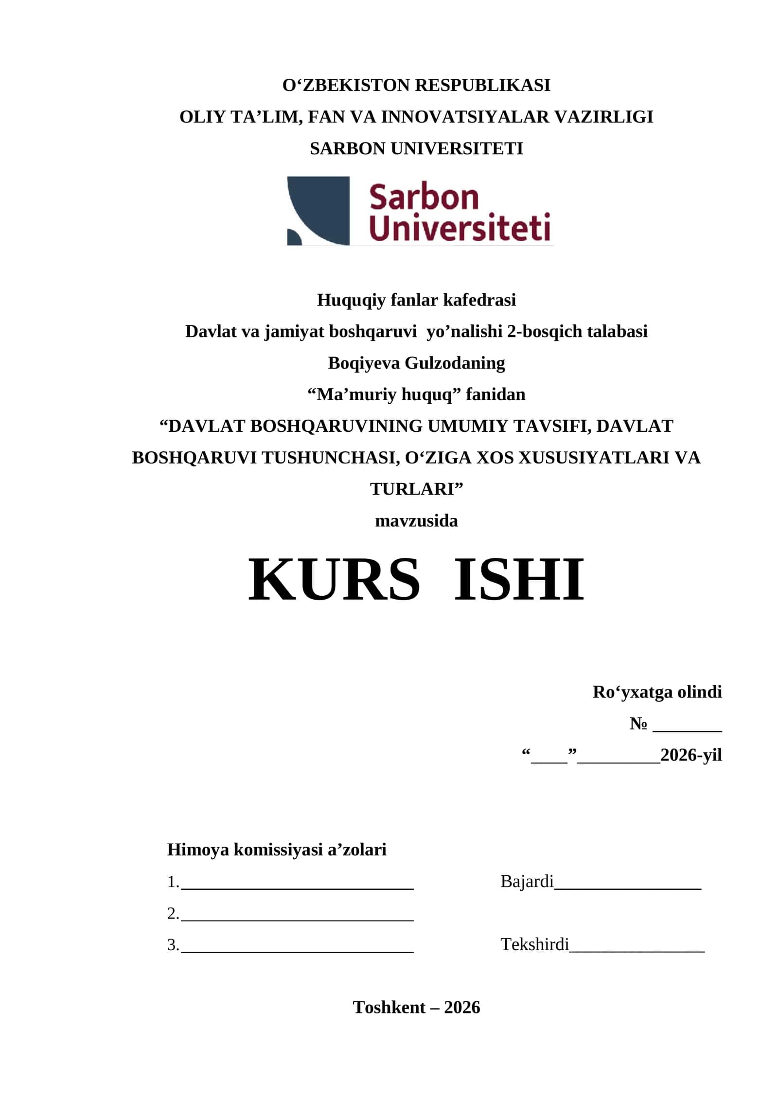 DAVLAT BOSHQARUVINING UMUMIY TAVSIFI, DAVLAT BOSHQARUVI TUSHUNCHASI, OʻZIGA XOS XUSUSIYATLARI 1